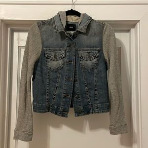 Mixed material denim jacket
